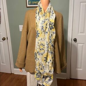Yellow and Blue Patterned Scarf